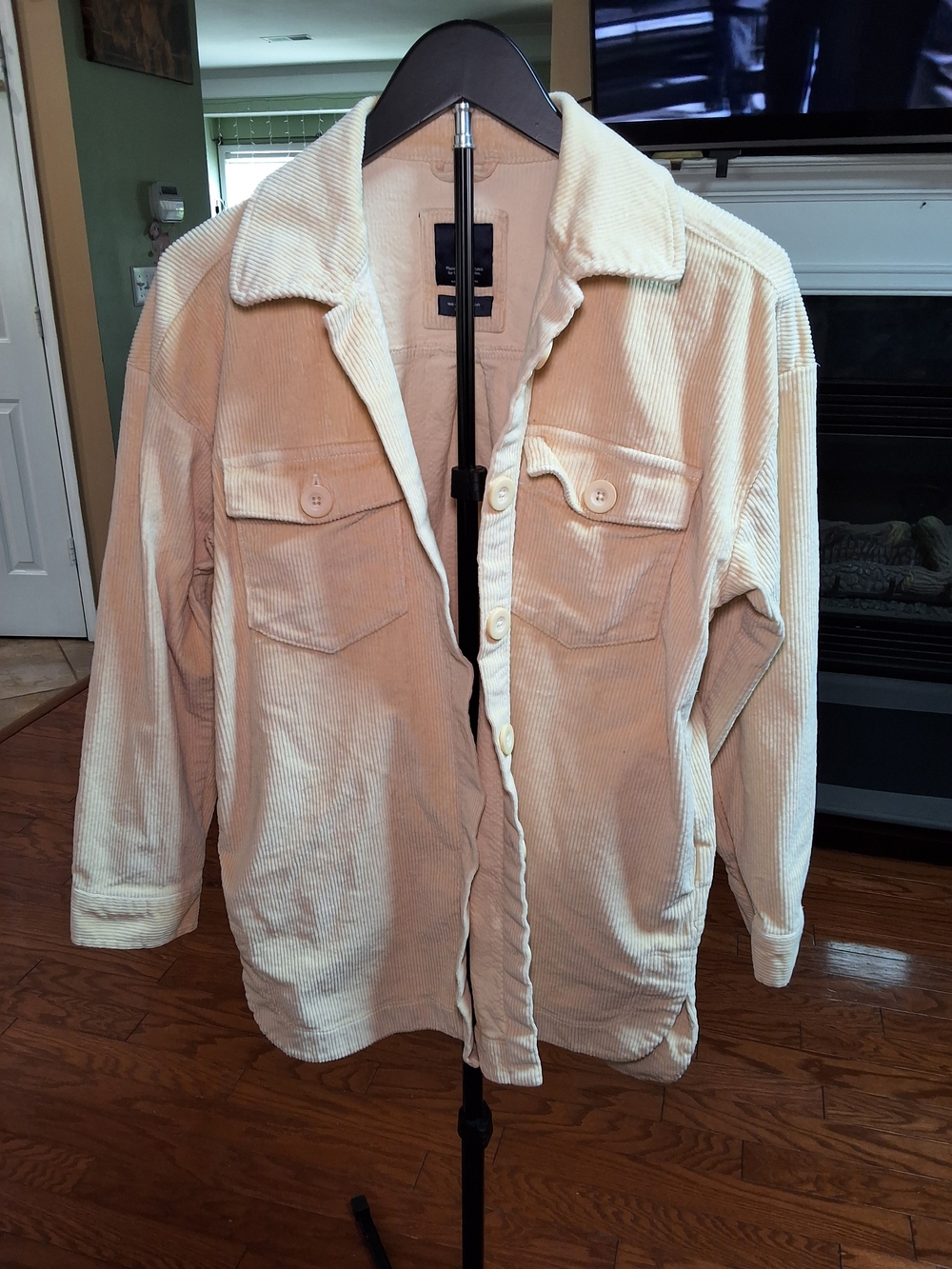 GAP Teen Beige Corduroy Shacket XL 12 Oversized Shirt Jacket w/ Side Pockets